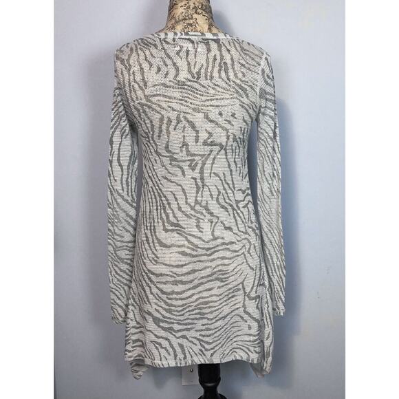 Rebecca Taylor Asymmetrical Dress Sz S Sheer Open Knit Silk Cashmere Stripes - Picture 10 of 16